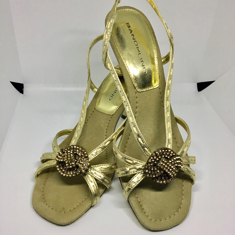 Bandolino heels sandals leather gold heel size 7